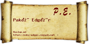 Pakó Edgár névjegykártya